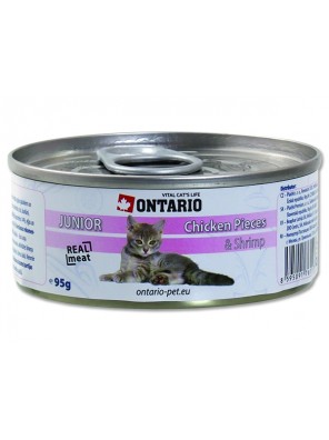 ONTARIO konzerva junior Chicken Pieces + Shrimp - 95 g