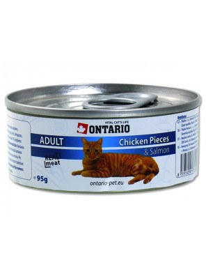 ONTARIO konzerva Chicken Pieces + Salmon - 95 g