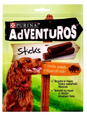 Adventuros snack dog - tyčinky s bizoní přích. 120 g