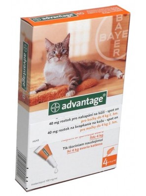 Advantage S.O. kočka a.u.v. do 4kg - oranžová sol 4x0,4ml /pipety/