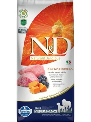 N&D Grain Free Dog Adult M/L Pumpkin Lamb & Blueb. 12 kg