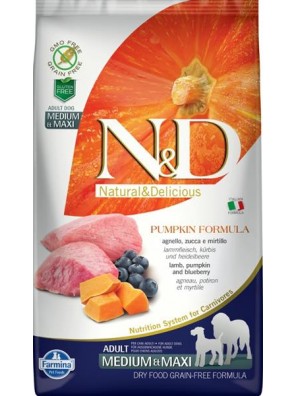 N&D Grain Free Dog Adult M/L Pumpkin Lamb & Blueb. 2,5 kg