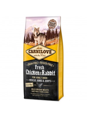 CARNILOVE Fresh Chicken & Rabbit Muscles, Bones & Joints for Adult dogs - 12 kg
