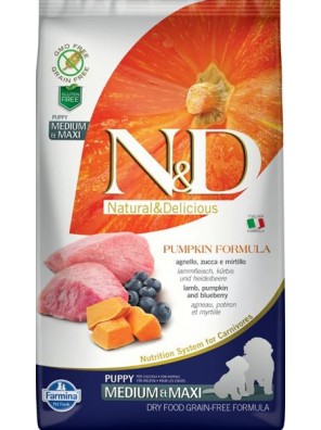 N&D Grain Free Dog Puppy M/L Pumpkin Lamb & Blueb. 2,5 kg