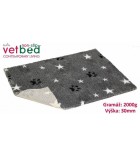 Vetbed protiskluz/Drybed Šedý hvězda s packou 100 x 75 cm, vlas 30 mm