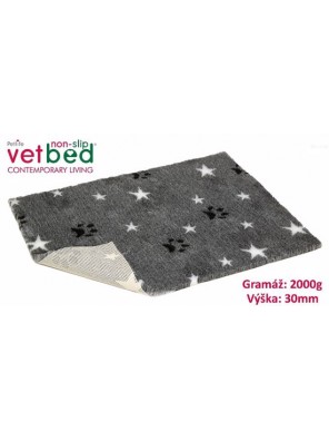 Vetbed protiskluz/Drybed Šedý hvězda s packou 100 x 75 cm, vlas 30 mm