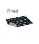 Vetbed protiskluz / Drybed grafitová modré a bílé packy DELUXE 150 x 100 cm, vlas 30 mm