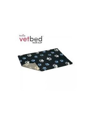 Vetbed protiskluz / Drybed grafitová modré a bílé packy DELUXE 150 x 100 cm, vlas 30 mm