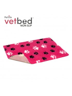 Vetbed protiskluz / Drybed růžová černé a bílé packy DELUXE 100 x 75 cm, vlas 30 mm Vetbed protiskluz / Drybed růžová černé a bílé packy DELUXE 100 x 75 cm, vlas 30 mm
