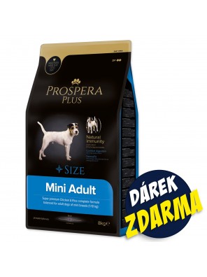 Krmivo Prospera Plus Mini Adult kuře s rýží 8kg + 1ks pochoutka 230g