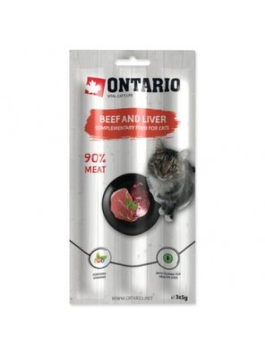 Pochoutka Ontario hovězí a játra, tyčinky 3x5g Pochoutka Ontario hovězí a játra, tyčinky 3x5g