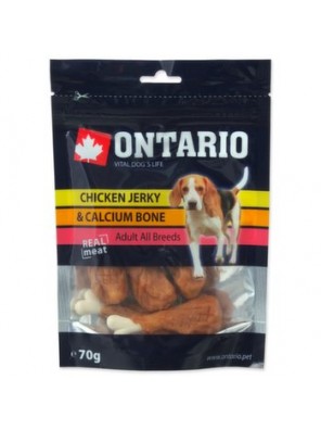 Pochoutka Ontario kuřecím obalená vápníková kost 70g Pochoutka Ontario kuřecím obalená vápníková kost 70g