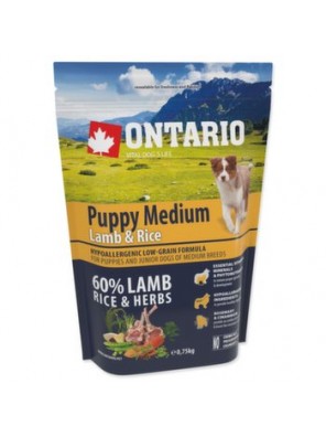 Krmivo Ontario Puppy Medium Lamb & Rice 0,75kg