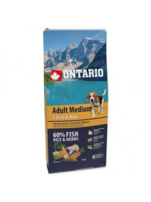 Krmivo Ontario Adult Medium Fish & Rice 12kg
