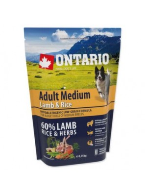 Krmivo Ontario Adult Medium Lamb & Rice 0,75kg