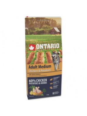 ONTARIO Dog Adult Medium Chicken & Potatoes & Herbs - 12 kg
