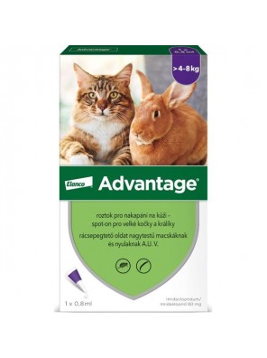 Advantage pro velké kočky a králíky, 80mg, Roztok pro nakapání na kůži - spot-on 1x 0,8ml