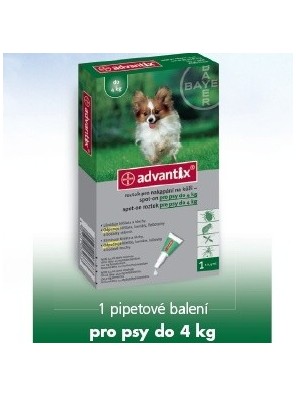 BAYER Advantix Spot-On pro psy do 4 kg - 0.4 ml