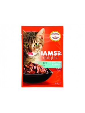 Kapsička IAMS Cat delights tuna & herring in jelly - 85 g