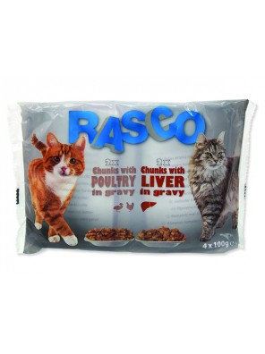 Kapsičky RASCO Cat Multipack s drůbeží /s játry 4 x 100g - 400 g
